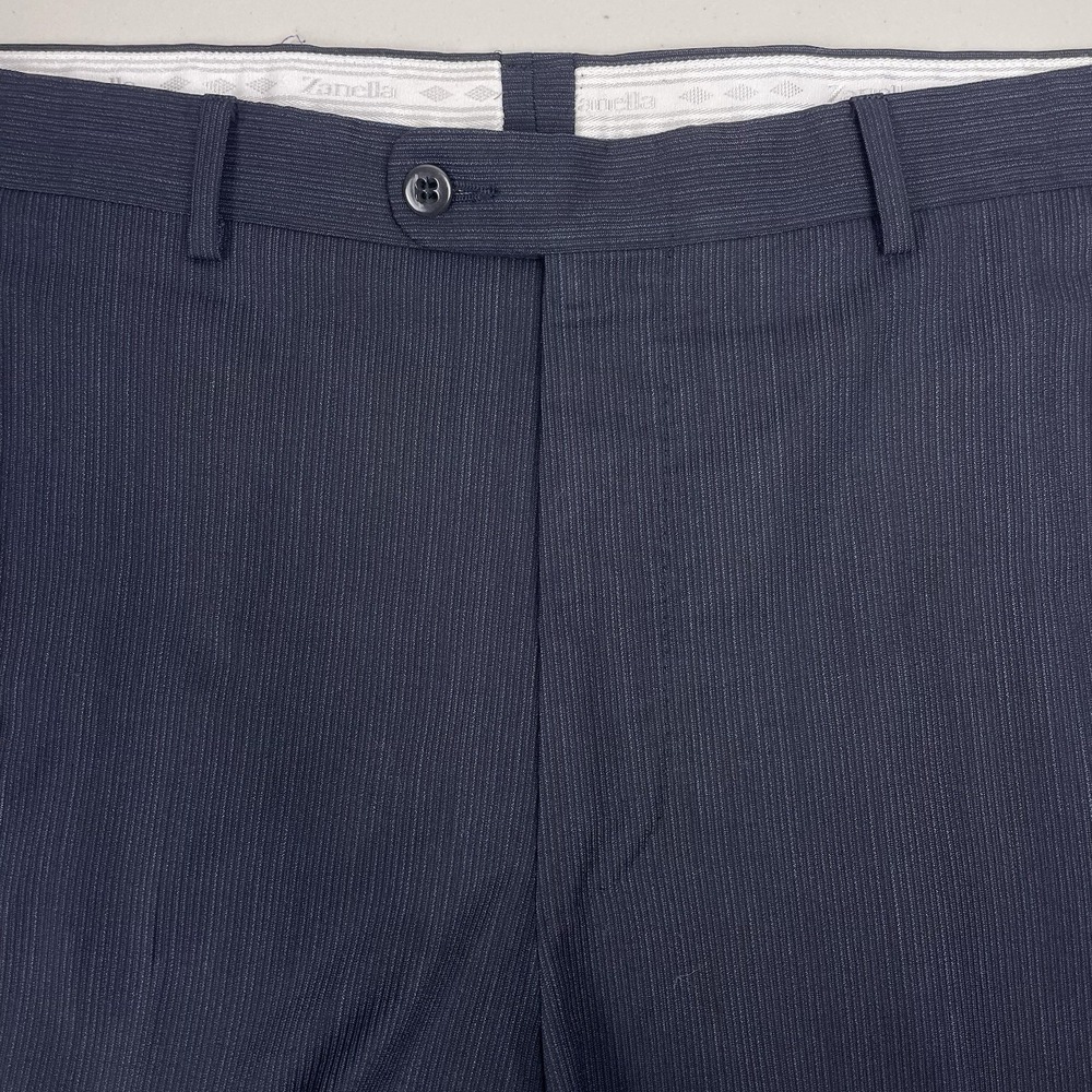 Zanella Pants 35 (38x28.5) Mens Dress Trousers Wool Flat Front Todd Black EUC